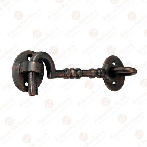 Adonai Hardware "Shemer Antique Cast Iron Cabin Hook and Eye Safety Window Latch (Oil Rubbed Bronze, 4" x 2pack) for Barn Wooden Doors, Gates, Cabinets, Sheds, Fences, Security, DIY Easy Installation in Saudi Arabia