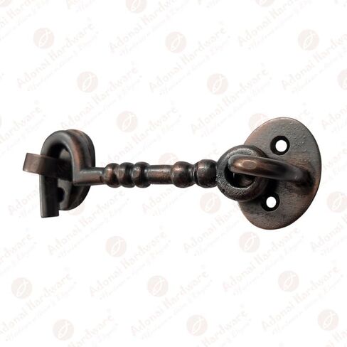 Adonai Hardware "Shemer Antique Cast Iron Cabin Hook and Eye Safety Window Latch (Oil Rubbed Bronze, 4" x 2pack) for Barn Wooden Doors, Gates, Cabinets, Sheds, Fences, Security, DIY Easy Installation in Saudi Arabia