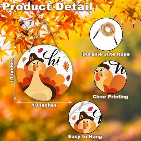 YSTEP Fall Home Decor - 10-Inch Autumn Decor for Front Door, Farmhouse Rustic Home Decor, Thanksgiving Decorations Sign Housewarming Gifts (Hi Pumpkin Gnome) -A03 in Saudi Arabia