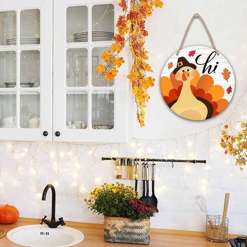 YSTEP Fall Home Decor - 10-Inch Autumn Decor for Front Door, Farmhouse Rustic Home Decor, Thanksgiving Decorations Sign Housewarming Gifts (Hi Pumpkin Gnome) -A03 in Saudi Arabia
