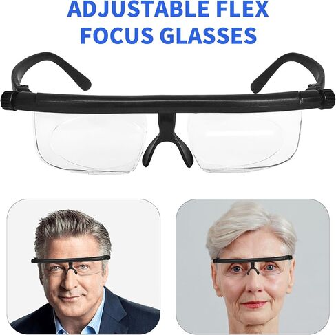 Adjustable Reading Glasses Flexible Focus 0+ to 600+ Readers Eye Glasses (Black) in Saudi Arabia