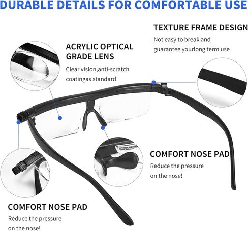 Adjustable Reading Glasses Flexible Focus 0+ to 600+ Readers Eye Glasses (Black) in Saudi Arabia