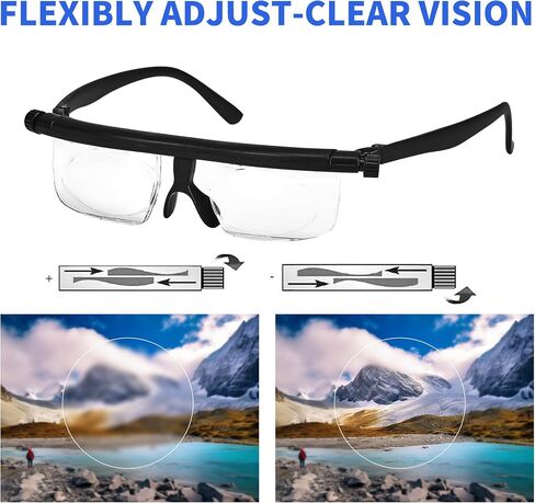 Adjustable Reading Glasses Flexible Focus 0+ to 600+ Readers Eye Glasses (Black) in Saudi Arabia