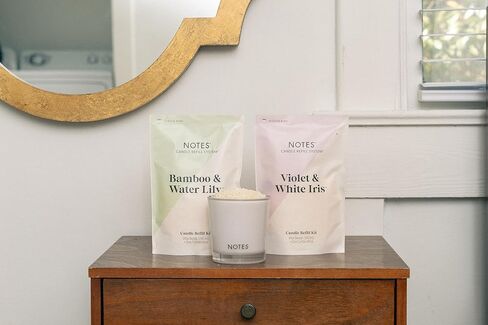 نوتس مجموعة الشموع المستدامة | عطر غير سام، وخرز شمع طبيعي، وفتيل، وقرص مركزي قابل لإعادة الاستخدام، وقرص تنظيف، وشاي الكركم واليقطين الصديق للبيئة القابل لإعادة التعبئة + الفانيليا وخشب الفلفل. in Kuwait