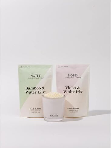 نوتس مجموعة الشموع المستدامة | عطر غير سام، وخرز شمع طبيعي، وفتيل، وقرص مركزي قابل لإعادة الاستخدام، وقرص تنظيف، وشاي الكركم واليقطين الصديق للبيئة القابل لإعادة التعبئة + الفانيليا وخشب الفلفل. in Kuwait