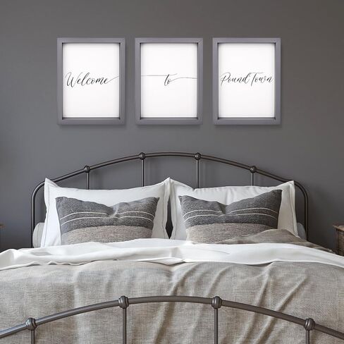 Set of 3 Framed Bedroom Wall Decor, Funny Wood Signs for Couples Bedroom Decor Modern Above Bed Wall Decor for Adults (Black, 11"x14") in Saudi Arabia