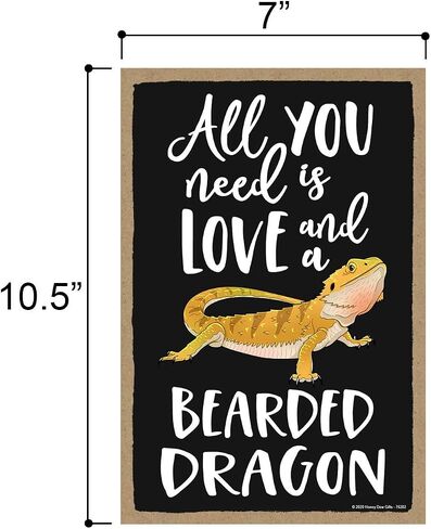 Honey Dew Gifts All You Need is Love and a Bearded Dragon Funny Wooden Home Decor for Pet Reptiles Lovers, Hanging Decorative Wall Sign, 7 Inch by 10.5 Inch, 76202 in Saudi Arabia