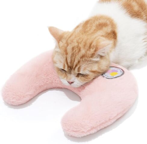 MEWOOFUN Pet Pillows for Indoor Cats & Puppy, Fluffy Cute U-Shaped Pillow for Pets Joint Relief Sleeping Improve (Pink), 10.6"x9.8" in Kuwait