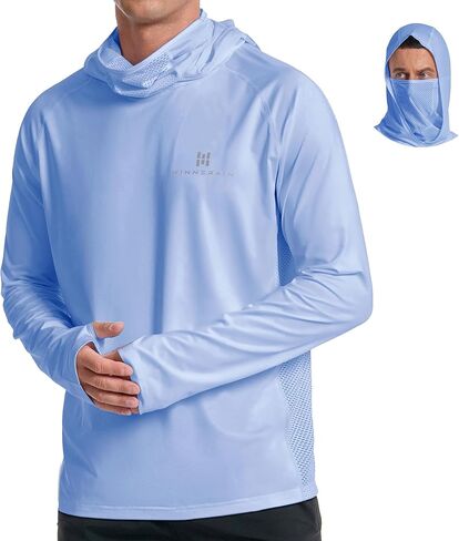 سترة بقلنسوة للرجال للحماية من الشمس بعامل حماية من أشعة الشمس 50+ وأكمام طويلة وقناع قميص للحماية من الطفح الجلدي من الأشعة فوق البنفسجية بعامل حماية من الشمس (SPF) للتنزه سيرًا على الأقدام وصيد الأسماك في الهواء الطلق وخفيفة الوزن in Kuwait