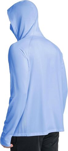 سترة بقلنسوة للرجال للحماية من الشمس بعامل حماية من أشعة الشمس 50+ وأكمام طويلة وقناع قميص للحماية من الطفح الجلدي من الأشعة فوق البنفسجية بعامل حماية من الشمس (SPF) للتنزه سيرًا على الأقدام وصيد الأسماك في الهواء الطلق وخفيفة الوزن in Kuwait