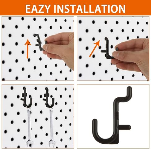 200 Pcs J Shape Pegboard Hooks, Black Peg Board Hooks, Heavy Duty Plastic J Style Peg Hook for Hanging Tools, Tool Assortment in Saudi Arabia