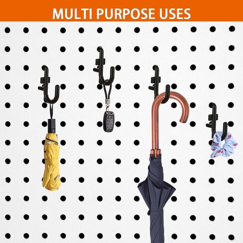 200 Pcs J Shape Pegboard Hooks, Black Peg Board Hooks, Heavy Duty Plastic J Style Peg Hook for Hanging Tools, Tool Assortment in Saudi Arabia