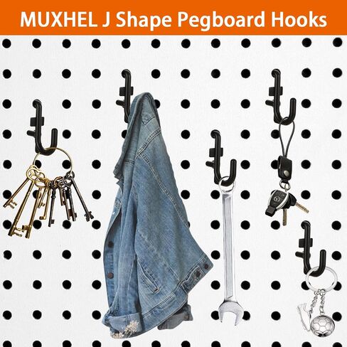 200 Pcs J Shape Pegboard Hooks, Black Peg Board Hooks, Heavy Duty Plastic J Style Peg Hook for Hanging Tools, Tool Assortment in Saudi Arabia