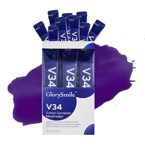 Travel Size Whitening Teeth Mouthwash Packets /V34 Color Corrector,ToothStain Removal/Mint Flavored,Mini Alcohol Free Mouthwash for Continuing Fresh Breath/Smart Packet Design, Portable -20 Use in Kuwait