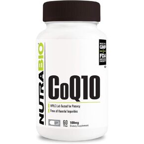 NutraBio CoQ10 Dietary Supplement with Bioperine, Healthy Heart Function & Cellular Energy Production, 200mg - 60 Capsules