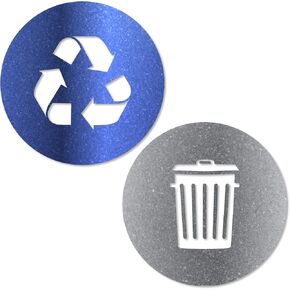 Vinyl Friend Recycle and Trash Sticker Logo Style Symbol to Organize Trash cans or Garbage containers and bins - Contour Cut Decal Sticker (Blue/Black, XSmall)