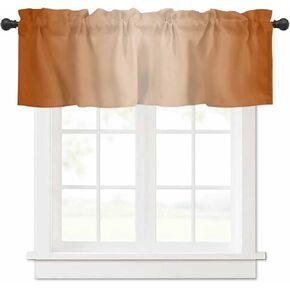 Burnt Orange Ombre Valance Curtains for Kitchen Window Above Sink 54x18 Inch,Solid Color Gradient Modern Art Rod Pocket Short Curtain for Living Room Abstract Valances for Windows/Bathroom/Bedroom