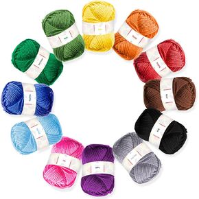 Acrylic Yarn Skeins 12 x 50g - 1200 Yards - Yarn for Crocheting - Soft Crochet Yarn for Knitting and Crafts - Multicolored Crochet Craft Yarn for Adults and Kids - 12 Pack