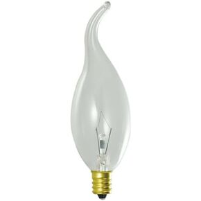 Bulbrite 414025-10PK - 25W - Teardrop CA11 - E12 Base - 120V - 2600K - 2,500Hrs - Clear - Incandescent Chandelier