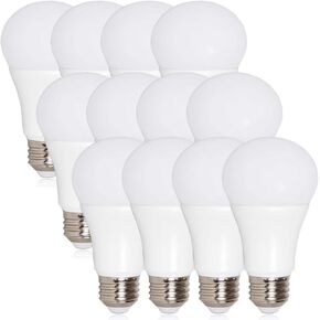 Maxxima LED A19 800 Lumens 60 Watt Equivalent Light Bulb Set - 2700K Soft White Light, Energy Efficient 10 Watts, E26 Base, Non-Dimmable, for Bathrooms, Lamps, and Living Rooms - 12 Pack