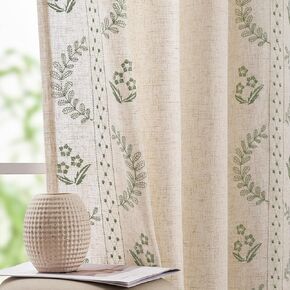 jinchan Lined Linen Blend Curtains Floral Curtains for Bedroom Boho Curtains 84 Inch Length Beige Embroidered Curtains Rod Pocket Farmhouse Flower Drapes Living Room Window Curtain Set 2 Panels