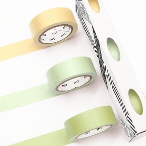 MT Washi Masking Tape - Kamoi Paper Washi Adhesive Tape - 15mm * 7m - Citrus Pastel - Pastel Sunflower, Pastel Leaf, Pastel Ivy - Set of 3