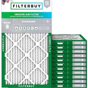 Filterbuy 16x32x1 Air Filter MERV 8 Dust Defense (12-Pack), Pleated HVAC AC Furnace Air Filters Replacement (Actual Size: 15.50 x 31.50 x 0.75 Inches)
