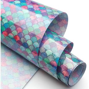 Blue Mermaid-Scale-Glitter-Heat-Transfer-Vinyl Rolls 12 x 5ft, Dragon Scale Glitter HTV Vinyl Iron-on-Vinyl for Cricut and T Shirts
