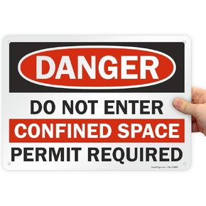 SmartSign "Danger - Do Not Enter Confined Space, Permit Required" Sign | 7" x 10" Aluminum