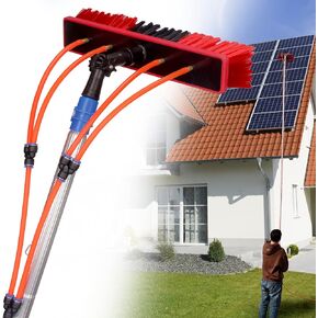 Water Fed Pole Kit, 35 FT Adjustable Window Cleaning Brush and Pole, 10m Length Window Cleaner Brush & Solar Panel Cleaning System, Outdoor Window Glass Washing Cleaner Equipment Tool