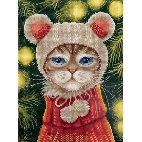 PANNA - Counted Cross Stitch Kit - Theo The Sports Tiger - J-7314 - Pre-Sorted Thread - Cross Stitch Patterns - Crafts for Adults - Aida - 8.5 x 11.5 Inches
