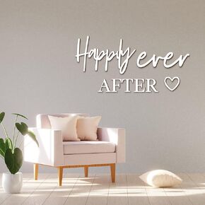 4 Pcs Happily Ever After Wall Decor Words Heart Hanging Wedding Day Plaque Sign Wedding Wood Word Cutout Sign Wedding Wooden Words for Crafts Happily Ever After Wall Art for Home Decor Party, White