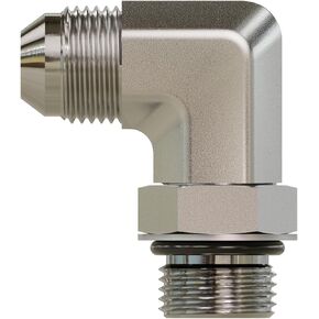 3/16"" Male JIC X 3/16"" Male to O-Ring Elbow 90° Hydraulic Adapter, Silver