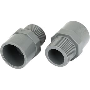 uxcell 2pcs 3/4" PT Male Thread PVC Straight Pipe Tube Adapter Connectors Gray