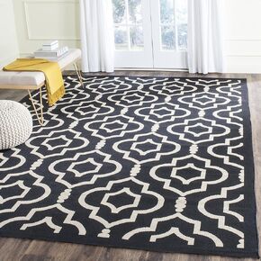 SAFAVIEH Courtyard Collection Area Rug - 9' x 12', Black & Beige, Non-Shedding & Easy Care, Indoor/Outdoor & Washable-Ideal for Patio, Backyard, Mudroom (CY6926-266)