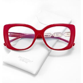 Madison Avenue Oversized Square Blue Light Blocking Glasses for Women with Pouch, Elegant Thick Computer Eyeglasses