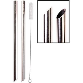 2 Point End BOBA Straw Stainless Steel Extra Wide 1/2" x 9.5" Long Tapioca Pearl Bubble Tea Thick FAT Poke Puncture - CocoStraw Brand