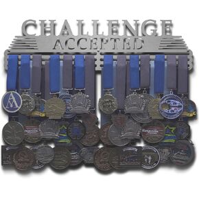 Challenge Accepted - Multiple Medal Award Holder Display Hanger Rack
