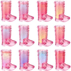 Cowboy Boot Shot Glasses - Set of 16 Latest Cowboy Pattern 1.5oz Plastic Clear Shot Glasses Bulk Disposable Reusable Shot Glass Cups Western Themed Party Decorations for Bachelorette,Birthday,Tequila