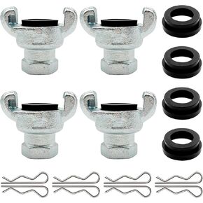 MustBee 4 Sets NPT Iron Air Hose Fitting, Universal Coupling, Chicago Fitting (3/8", NPT Male)