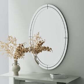 24" x 36" Oval Frameless Mirror Decorative Accent Mirror,Sliver Wall Mirrors,Mirrors for Wall Decor, Art Mirror for Wall ,Polished Frameless Wall Mirror for Bathroom Vanity, Entryway, Living Room