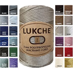 3mm Premium Polyester Macrame Cord (147 Yards), (8.82 Oz) 100% Polypropylene Macrame Rope, Colorful Yarn Crochet Macrame Bag Craft for Wall Hangers, Bottom Plates, Carpets (Beige 1)