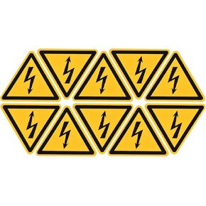 PATIKIL Triangle Electrical Shock Risk Warning Sign Self Adhesive Yellow with Black Words 15mm/0.59inch for Machine, Instrument and Equipment Surface Pack of 10