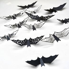 16PCS Glow in The Dark Halloween Bat Wall Decals 3D Luminous Bats Halloween Wall Decorations Stickers Glowing Bat Self-Adhesive Window Clings for Scary Halloween Theme Party Decorations Supplies