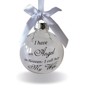 Christmas Tree Ball Ornaments Clear Feather Ball Angel Memorial Ornament I Have an Angel in Heaven I Call Him Dad - Family Memorial Loss of Loved One Hanging Pendant Xmas Tree Décor