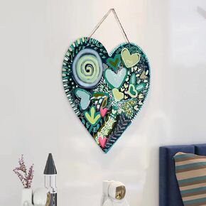 FKKA Front Porch Decor Farmhouse, Tree of Gifts Wall Art, Metal Heart Wall Decor For Bedroom, Easy Hanging With A Hanging Rope, Colorful, Gift