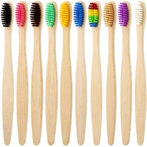 Bamboo Toothbrush for Adult 10pcs, Biodegradable Eco-Friendly Natural Organic Bamboo Charcoal Toothbrushes, Premium BPA Free for Best Clean, Eco-Friendly Tooth Brush