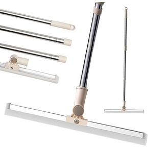 Floor Squeegee 65" Long Handles Adjustable Telescopic Pole Heavy Duty Broom 20" Apply to Shower Bathroom Kitchen Home Garage Tile Pet Hair Fur Floor Marble Glass Door Window Cleaning