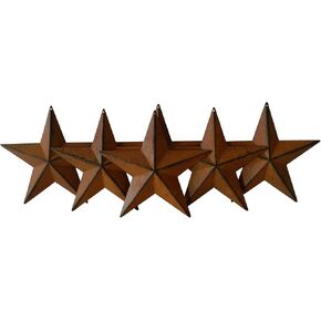 CVHOMEDECO. Country Rustic Antique Vintage Gifts Metal Barn Star Wall/Door Decor, 5-1/2 Inch, Set of 6. (Burgundy)