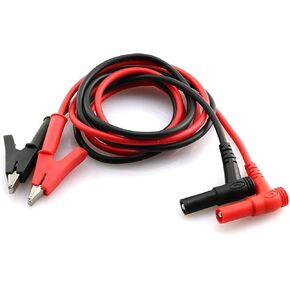 2pcs/Set 4mm L Type Banana Male Plug to Alligator Clip Pure Copper Test Cable Multimeter Testing Probe 1m (Black + Red)